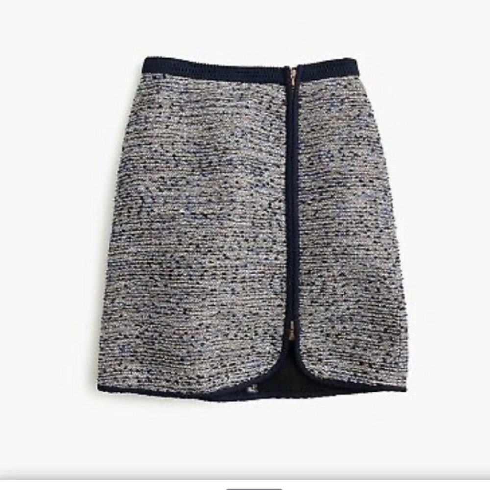 Metallic tweed zip skirt